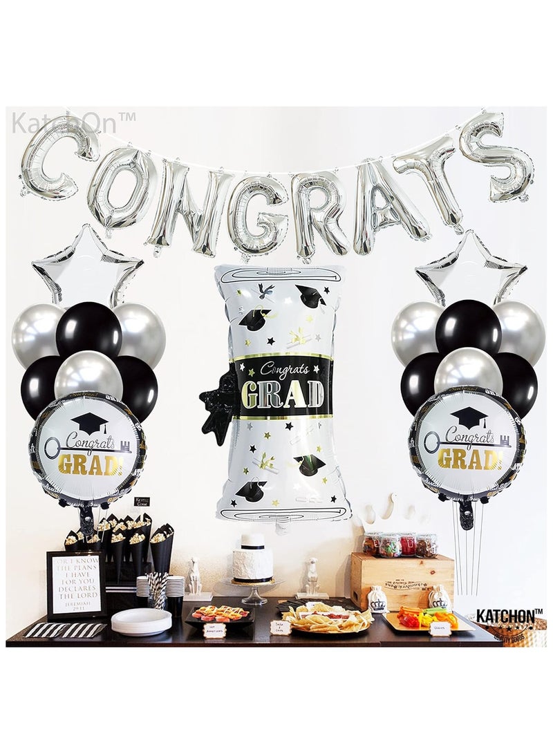 KatchOn, Silver Congrats Balloons Set - Big 28 Inch, Pack of 27 | Graduation Balloons for Black and Silver Graduation Decorations 2025 | Congratulations Balloons, Graduation Decorations Class of 2025 - Image 4
