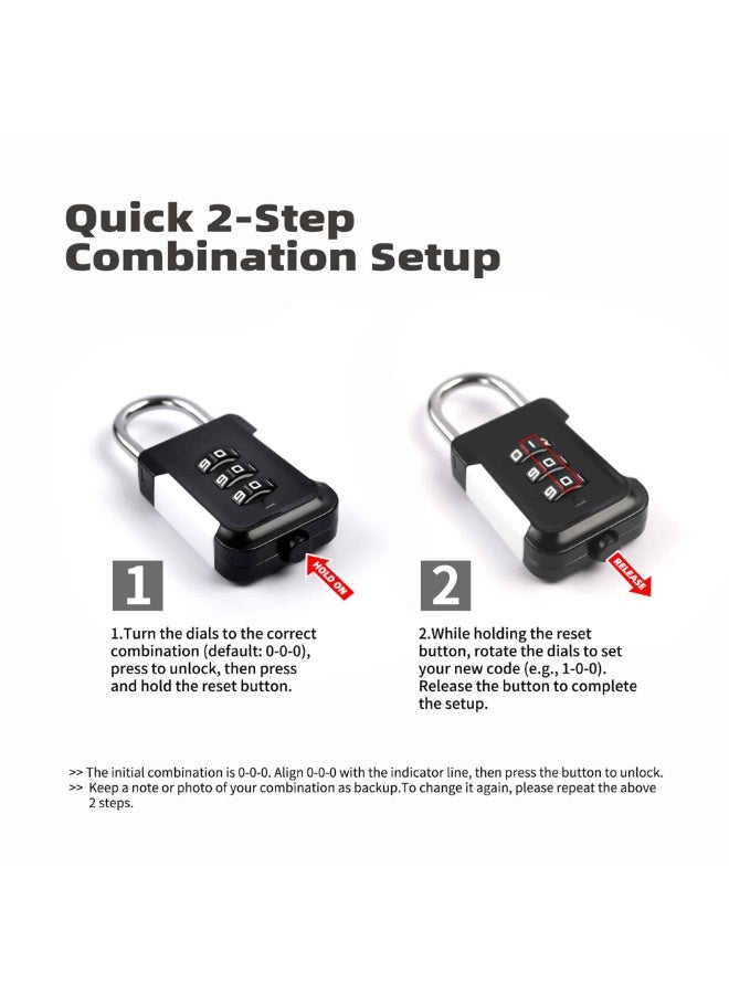 Aideli 2 Pack 3 Digit Combination Luggage Locks, Resettable High Security Alloy Padlock for Suitcase, Travel Bag, Gym Locker - Image 2