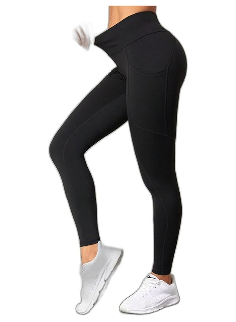 Spall Leggings With Pocket High Waist Tummy Control Soft Breathable Fabric For Workout Running Fitness Exercise Gym Sports Yoga Pant For Women  - Image 3