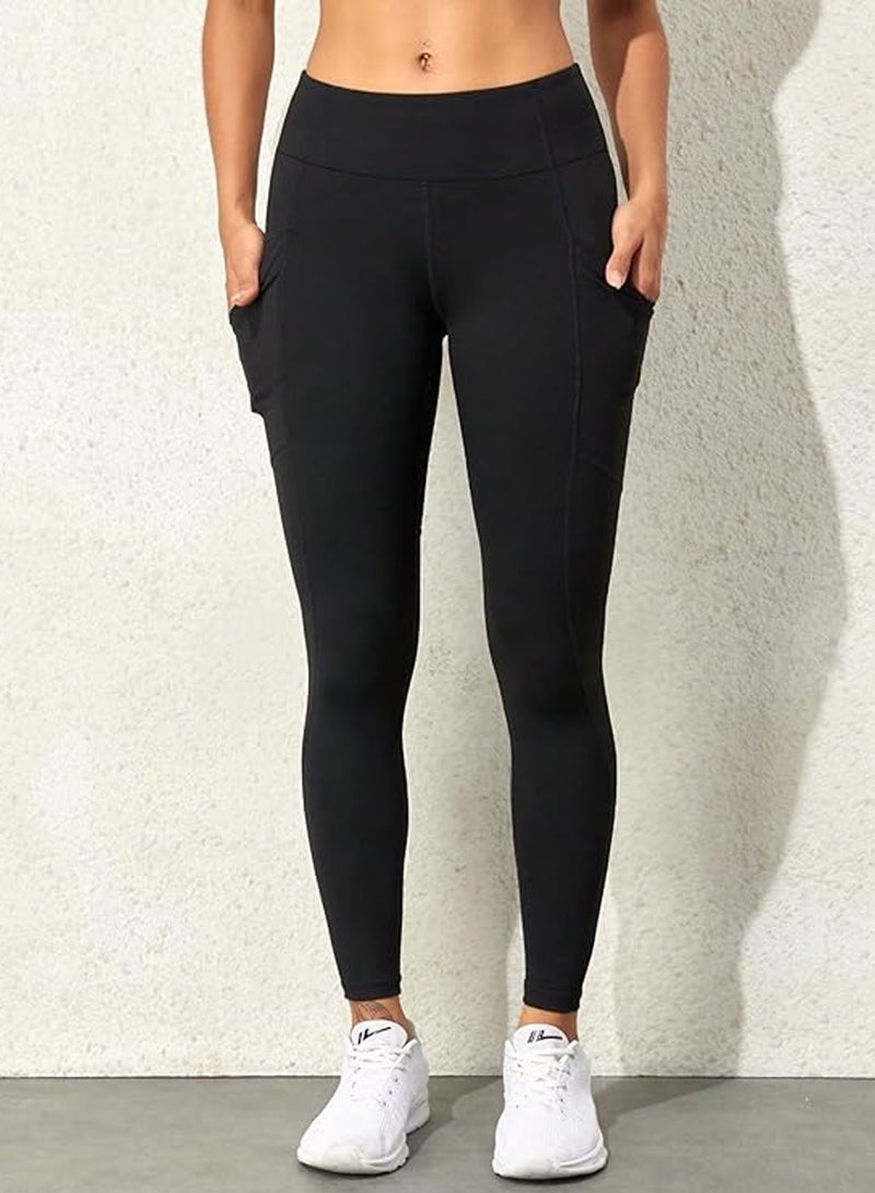 Spall Leggings With Pocket High Waist Tummy Control Soft Breathable Fabric For Workout Running Fitness Exercise Gym Sports Yoga Pant For Women  - Image 4
