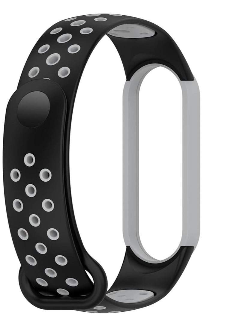 Silicone Breathable Sport Strap for Mi Band 3/Mi Band 4 Smartwatch (Black & Gray) - Image 3