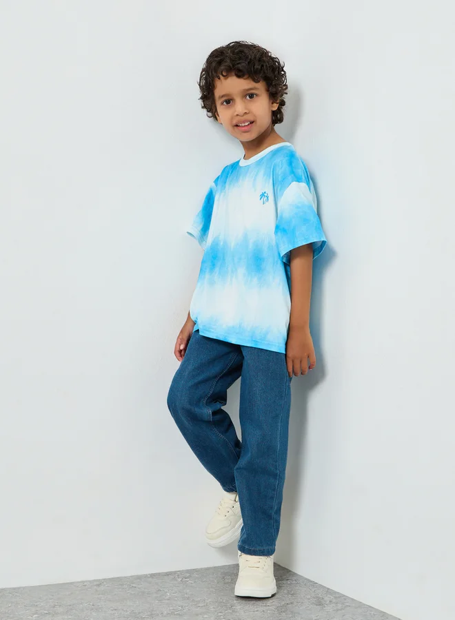 ستايلي جينز قطن بطبعة شعار