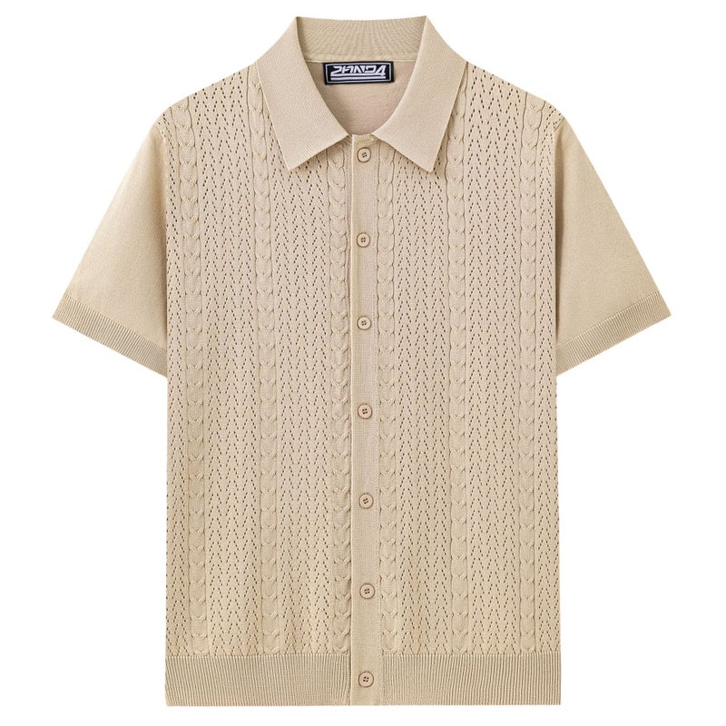 Men's Casual Solid Polo Shirt Short Sleeve Knit Top Summer SJ0146 - Image 4