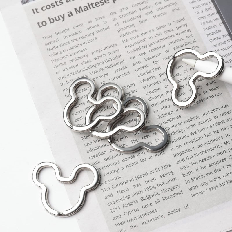 ZoloAJay 12pcs Creative Key Ring Keychain Mouse Shape Silver Metal Flat Split Key Holder Chains Rings Crafts DIY for Home Car Tag Office Organization Lanyards Keys Attachment Gift - Image 3