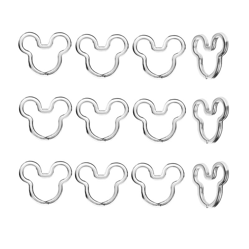 ZoloAJay 12pcs Creative Key Ring Keychain Mouse Shape Silver Metal Flat Split Key Holder Chains Rings Crafts DIY for Home Car Tag Office Organization Lanyards Keys Attachment Gift - Image 1