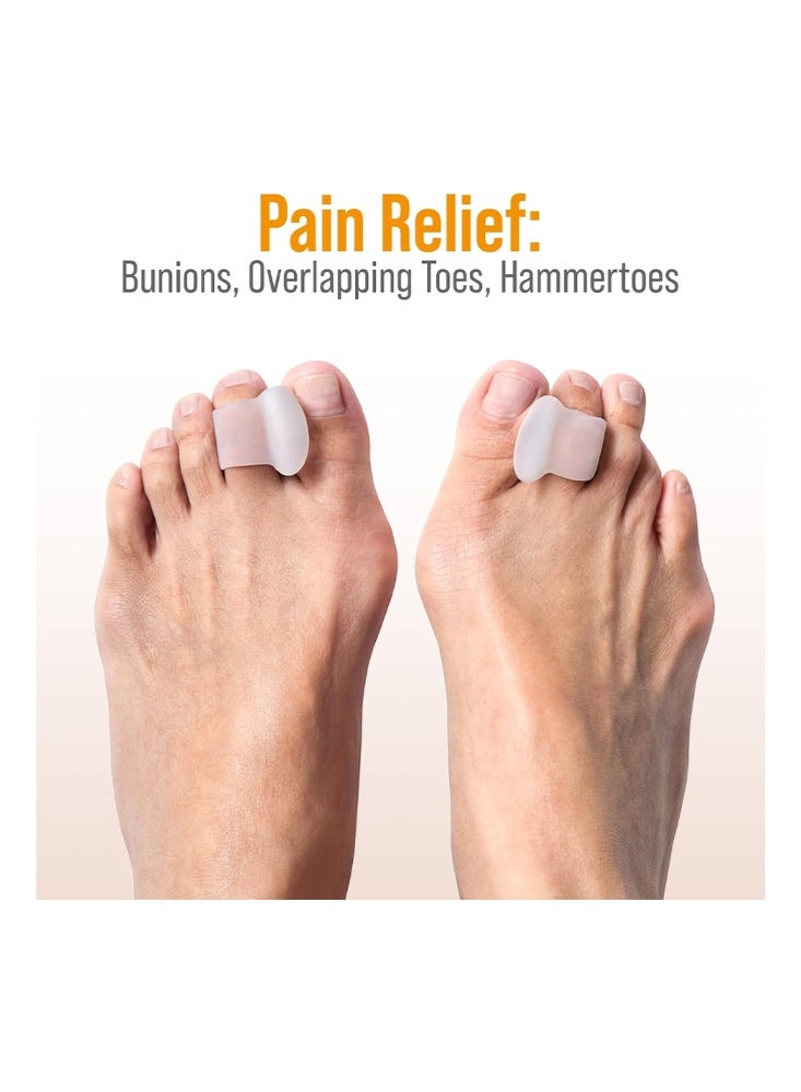 JUE FISH "4 Pack Toe Spacer,Big Toe Spacers for Men & Women – Gel Separators for Overlapping & Curled Toes, Bunions, Alignment - Diabetic Foot Care, Silicone Spreader, Corrector & Straightener（Clear） " - Image 2