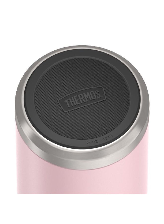 ترموس حافظة طعام ستانلس ستيل معزولة بالتفريغ مع ملعقة قابلة للطي، لون وردي غروب الشمس وفضي،  أونصة - Image 4
