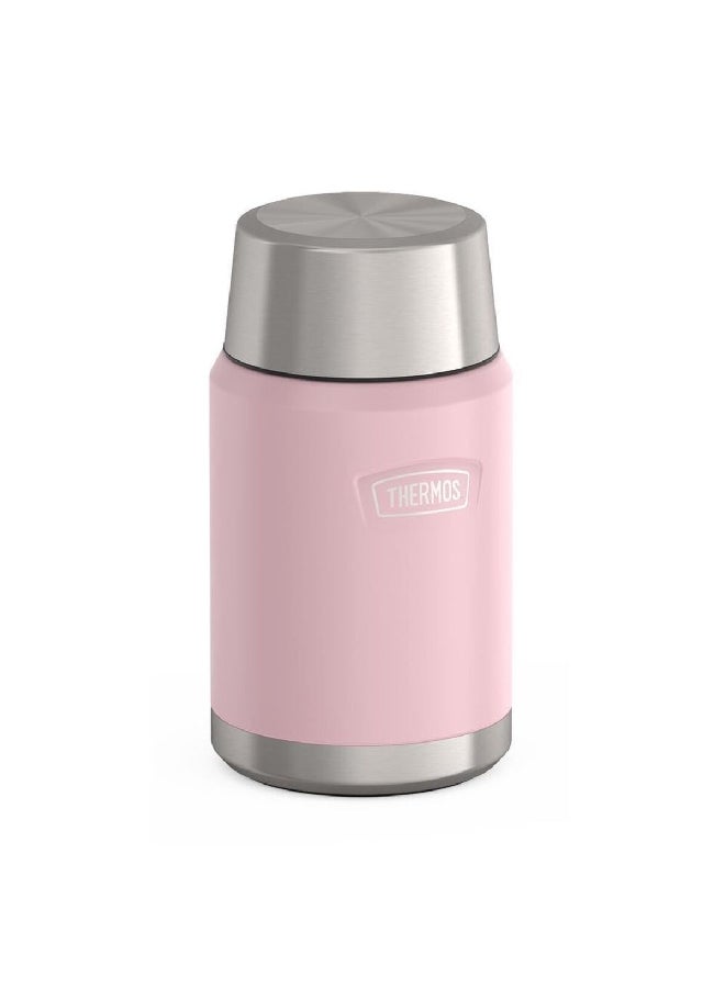 ترموس حافظة طعام ستانلس ستيل معزولة بالتفريغ مع ملعقة قابلة للطي، لون وردي غروب الشمس وفضي،  أونصة - Image 2