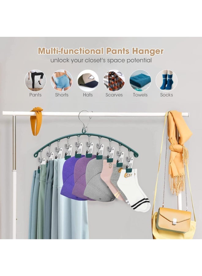 FAYET 2-Pack Legging and Pants Hangers for Closet, Metal Space-Saving Hangers with 10 Rubber-Coated Clips for Leggings, Skirts, Yoga Pants, Closet Organization (Green) - Image 5