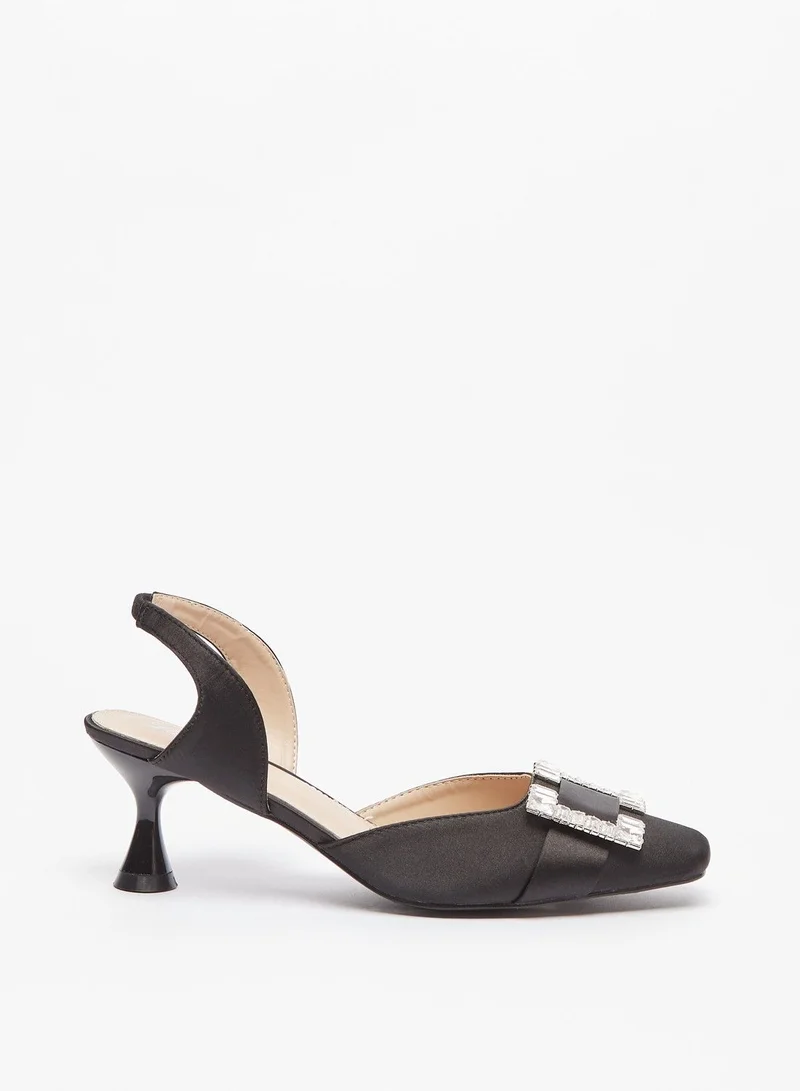 Flora Bella Embellished Slingback Sandals with Kitten Heels