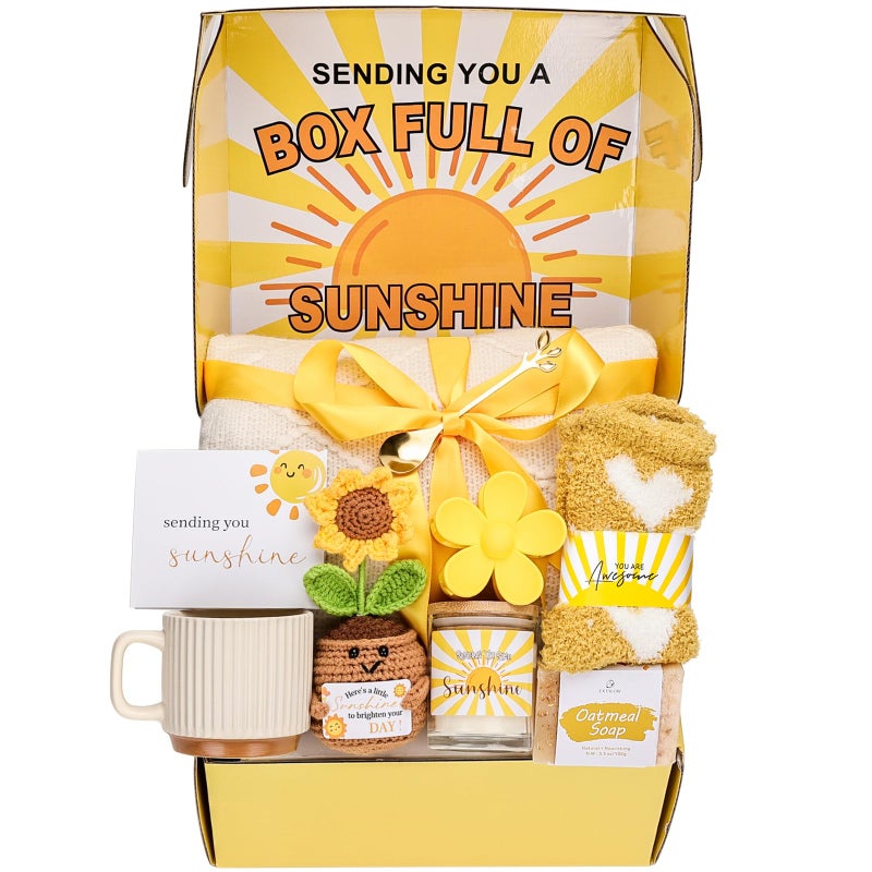 EXTALOW Gift Baskets for Women, Unique Birthday Gifts for Women,Get Well Soon Gift Basket,Mothers Day Gifts, Care Package Sending Sunshine Box Thinking of You for Mom Wife Sister Best Friends Teen Girls - Image 1