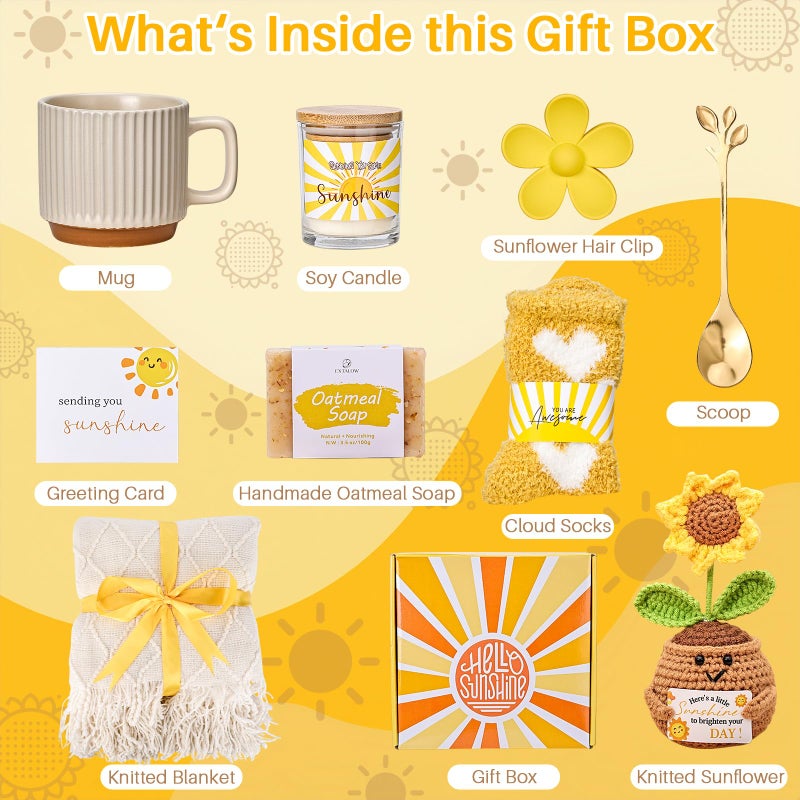 EXTALOW Gift Baskets for Women, Unique Birthday Gifts for Women,Get Well Soon Gift Basket,Mothers Day Gifts, Care Package Sending Sunshine Box Thinking of You for Mom Wife Sister Best Friends Teen Girls - Image 2