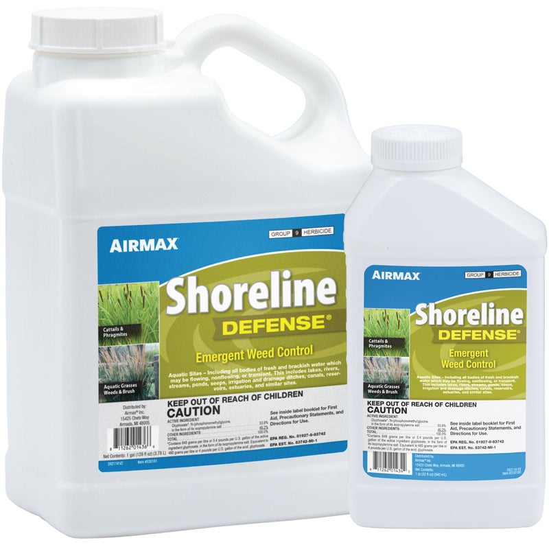 Airmax Shoreline Defense Emergent Weed Control Concentrated Treatment, Aquatic Herbicide (Glyphosate) for Phragmites, Pond Grass & Cattails, 1 Quart - Image 2