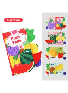 Generic Early Education Cloth Book Baby 0-3 Years Old Three-dimensional Fruit Vegetable Animal Tail Book Can Bite Baby Toy Book-Color:Fruit Tail Cloth Book (english Version) Contains 4 Pages And 8 Sides Of Sound Paper Bb Device  - Image 1