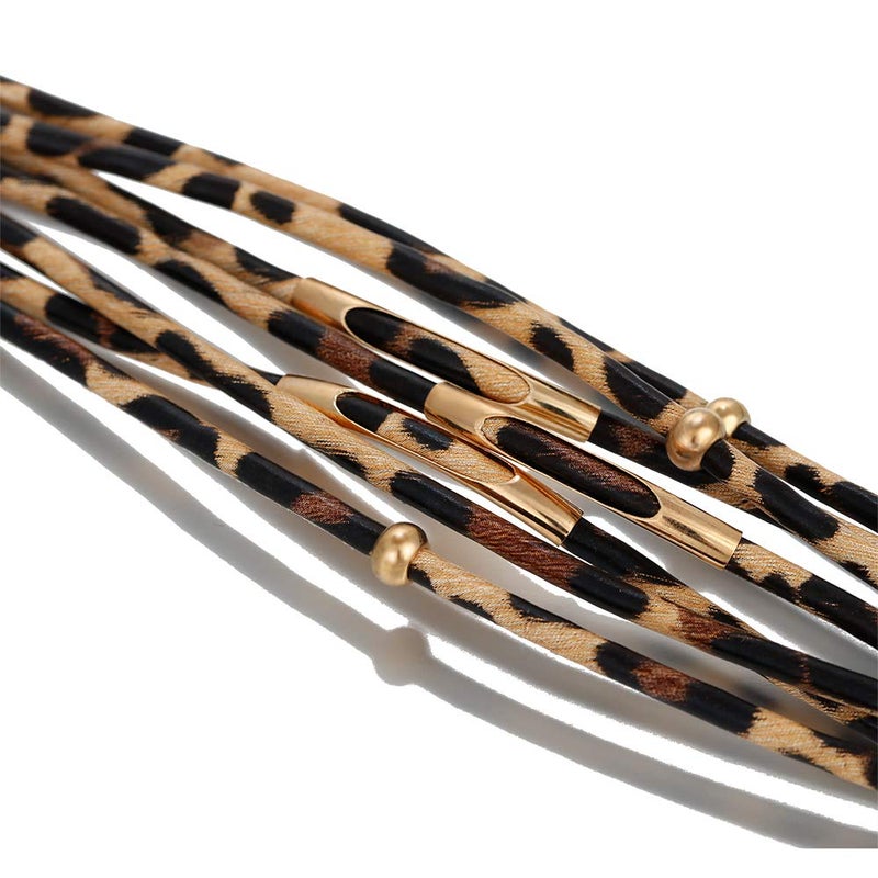ARVATO Leopard Bracelet for Women (7.68â€) Multi Layered Animal Cheetah Print Natural Stone Braided Boho Leather Wrap Bracelet Jewelry (Leopad B) - Image 4