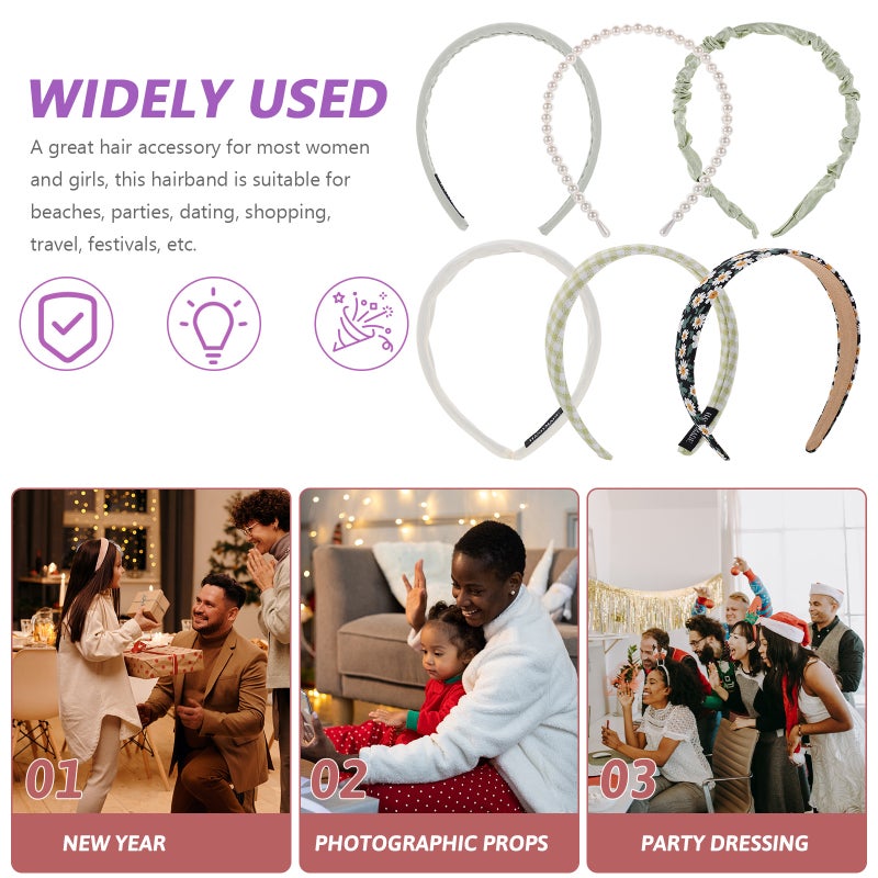 6 pcs Women Headbands Cute Headbands Party Hairbands Decorative Headbands for Girls - Image 5