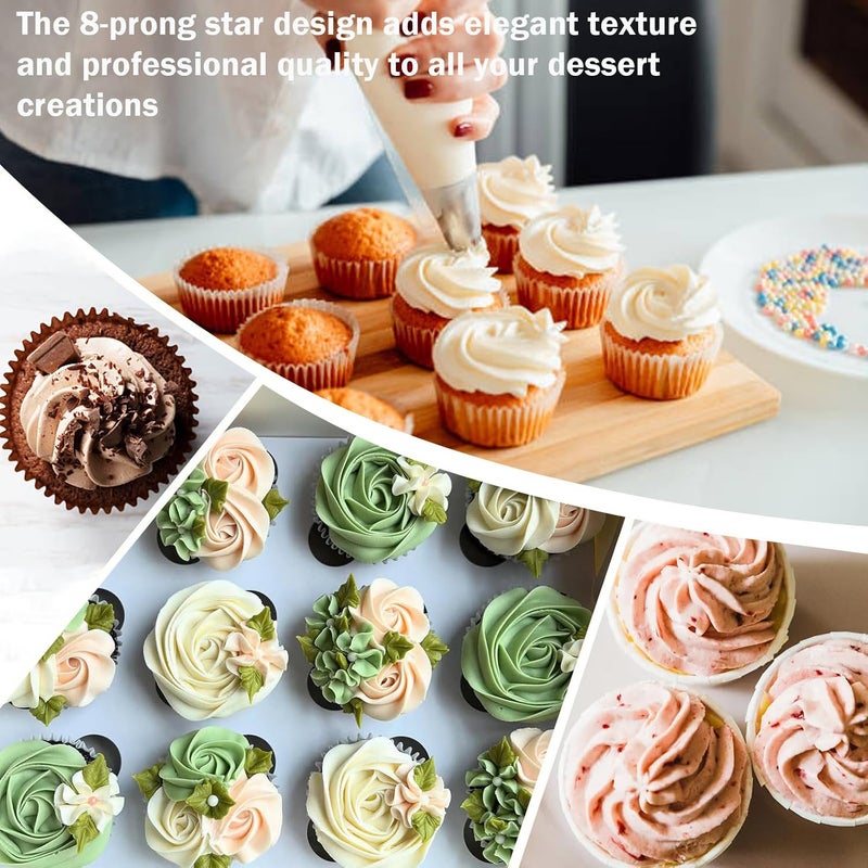Hendiy Piping Tips Set, Stainless Steel Icing Tips with 20 Disposable Pastry Bags for Cake Decorating Piping Bags and Tips Set, 853 Frosting Tip Cupcake Decorating Kit - Image 3