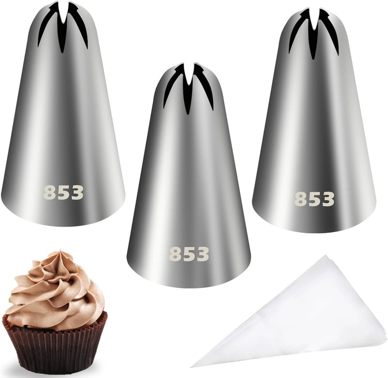 Hendiy Piping Tips Set, Stainless Steel Icing Tips with 20 Disposable Pastry Bags for Cake Decorating Piping Bags and Tips Set, 853 Frosting Tip Cupcake Decorating Kit - Image 1