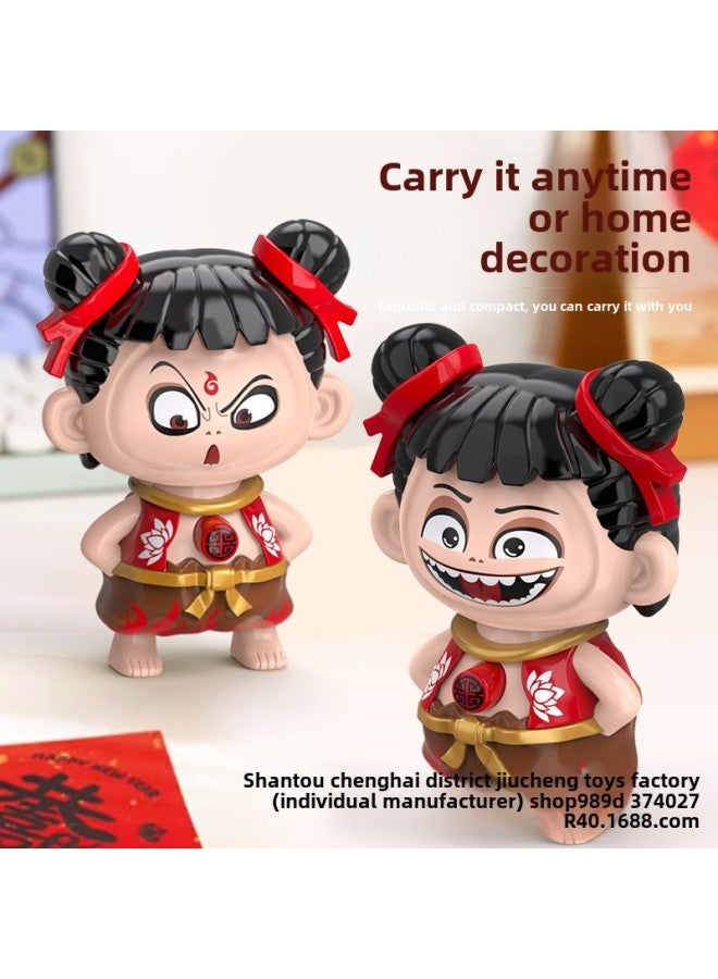 Which Hand-held Face-changing Expression Toy Pressing Face-changing Keychain Ornaments Which Devil Boy Sea Doll Pendant-Color:Crocodile Knight Xiaoxin Changes His Face [green]