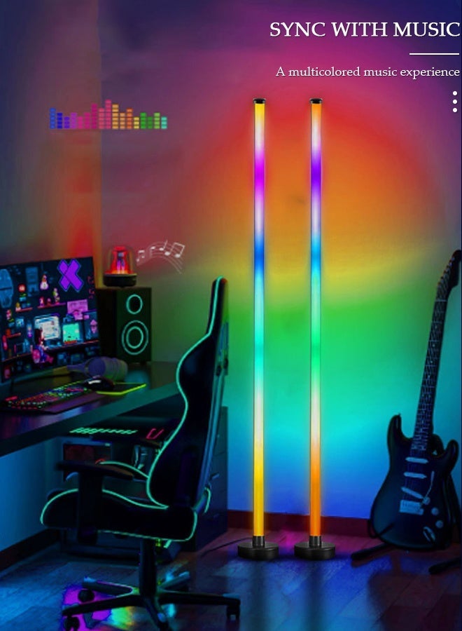 دونيسو مصباح أرضي زاوية، مصباح أرضي LED عصري، مصباح زاوية LED ذكي RGB مع ضوء كشاف، مصباح أرضي LED متغير الألوان 16 مليون مع تطبيق وجهاز تحكم عن بعد لغرفة المعيشة والحفلات والمناسبات - Image 4