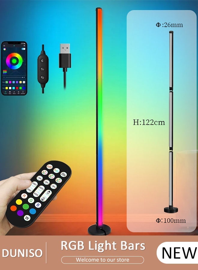 دونيسو مصباح أرضي زاوية، مصباح أرضي LED عصري، مصباح زاوية LED ذكي RGB مع ضوء كشاف، مصباح أرضي LED متغير الألوان 16 مليون مع تطبيق وجهاز تحكم عن بعد لغرفة المعيشة والحفلات والمناسبات - Image 1