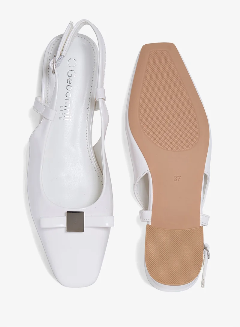 Geoomnii WHITE Geoomnii Closed Flat Shoes for Women – Comfortable Slip-On Ballet Flats for Office, Daily Wear & Casual Use for Women | Best Price UAE