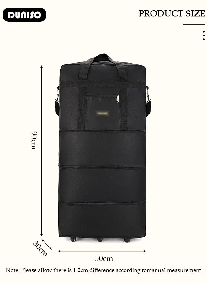 DUNISO Foldable Rolling Duffle Bag, Expandable Carry On Bag, Waterproof & Lightweight Duffel Bag with 6 Durable Wheels, Travel Oxford Wheelbag, Travel Trolley Luggage Bag for Travel, Camping, Sports, Business - Image 4