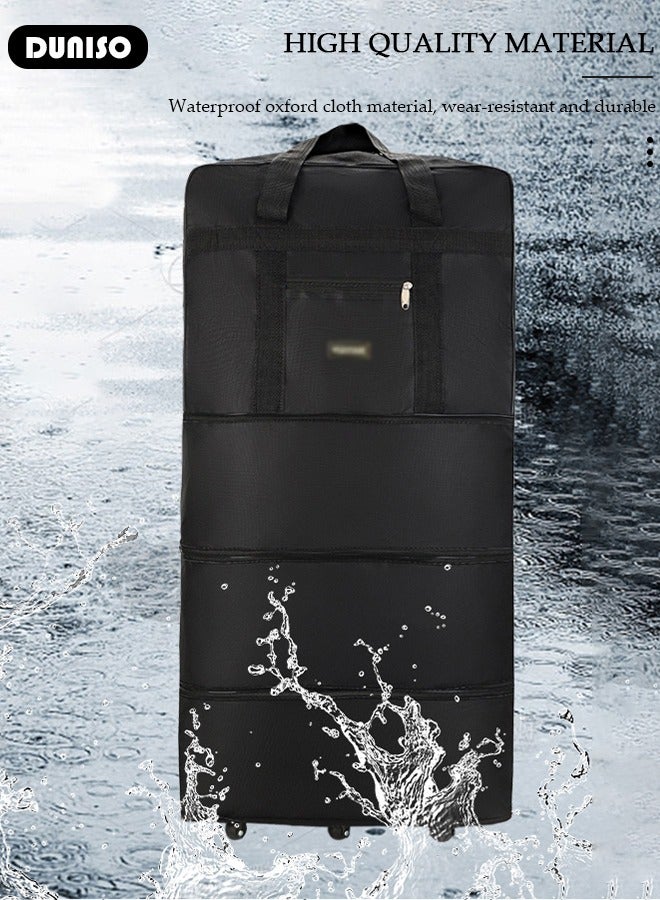 DUNISO Foldable Rolling Duffle Bag, Expandable Carry On Bag, Waterproof & Lightweight Duffel Bag with 6 Durable Wheels, Travel Oxford Wheelbag, Travel Trolley Luggage Bag for Travel, Camping, Sports, Business - Image 5