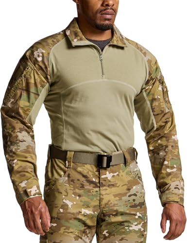 CQR Men's Tactical Combat Shirt, 1/4 Zip Long Sleeve Breathable Military BDU Training Top for Shooting, Hunting, Range Use, Raider Utility Camo, XX-Large - Image 2