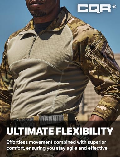 CQR Men's Tactical Combat Shirt, 1/4 Zip Long Sleeve Breathable Military BDU Training Top for Shooting, Hunting, Range Use, Raider Utility Camo, XX-Large - Image 4