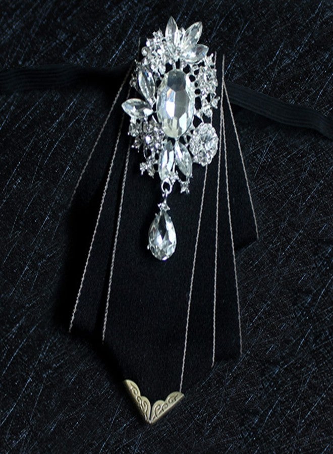 MOHSILY Vintage Crystal Bow Tie Adjustable Black Bow Tie for Men Wedding Party Bowtie - Image 5