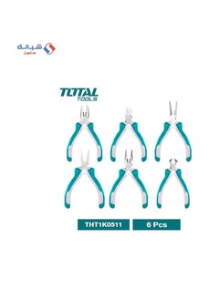 TOTAL Metal Mini Pliers Set 6 Pieces 115 Mm Petroleum X2 