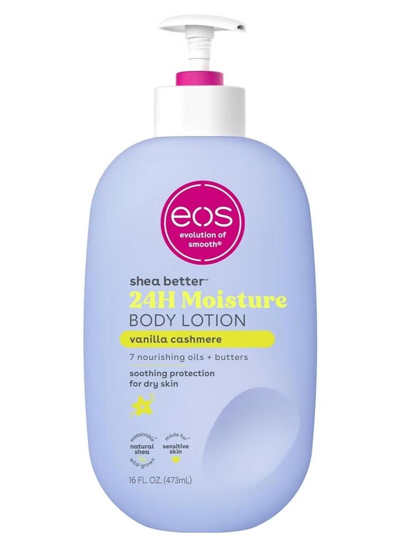 EOS Shea Better Body Lotion- Vanilla Cashmere, 24-Hour Moisture Skin Care, Lightweight & Non-Greasy, Made with Natural Shea, Vegan, 16 fl oz(473ml) - Image 1