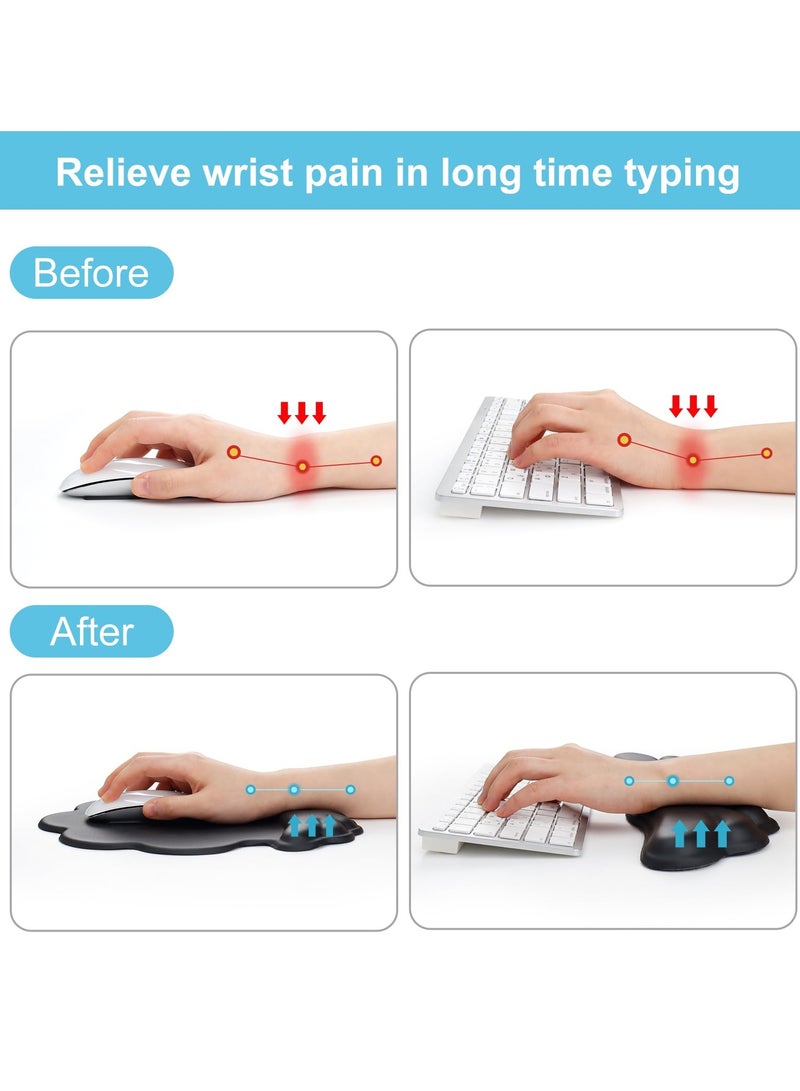 Captaintech Ergonomic Memory Foam Wrist Rest Set for Keyboard and Mouse, Non,Slip Base for Comfortable Typing and Gaming, Palm Support for Pain Relief  - Image 2