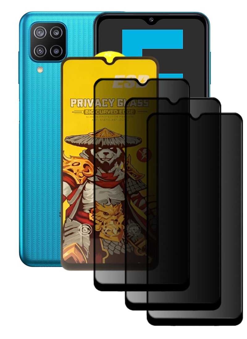 ESD 3 Pieces Tempered Dustproof Privacy Glass Screen Protector Compatible For Samsung Galaxy F12 - Image 1