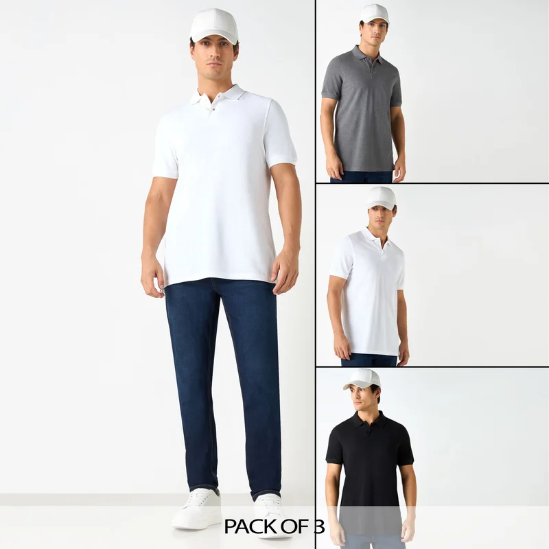 Splash FAV Set of 3 - Polo T-shirt with Short Sleeves and Button Closure