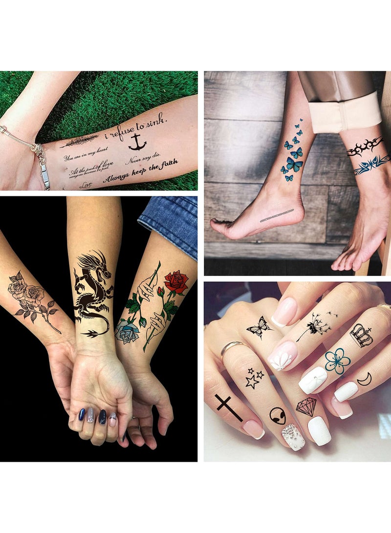 Loquat 64 Sheets Variety Tiny Waterproof Temporary Tattoos For Men Women, Moon Star erfly Birds Planets Fake Tattoos For Kids Adults, Arm Neck Face Letters Temp Tattoo Temporary Tatoos Sticker Set - Image 4