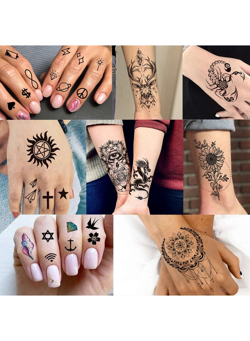 Loquat 64 Sheets Variety Tiny Waterproof Temporary Tattoos For Men Women, Moon Star erfly Birds Planets Fake Tattoos For Kids Adults, Arm Neck Face Letters Temp Tattoo Temporary Tatoos Sticker Set - Image 2