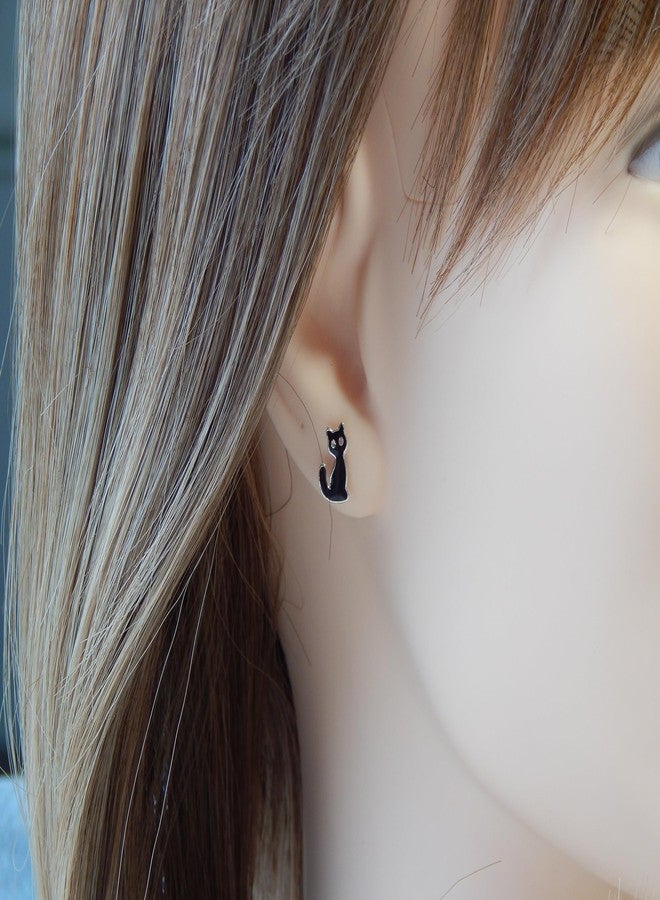 آيسروز أقراط ICYROSE من الفضة الإسترليني بتصميم قطة سوداء مرصعة بالكريستال للهالوين 41515 (خالية من النيكل) - Image 5