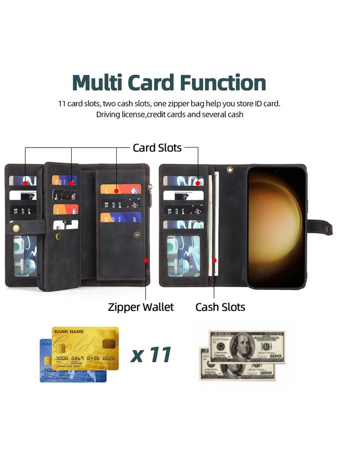 S-TOP Case For Samsung Galaxy S23+ 5G Zipper Wallet Magnetic Detachable Leather Phone Case - Image 3