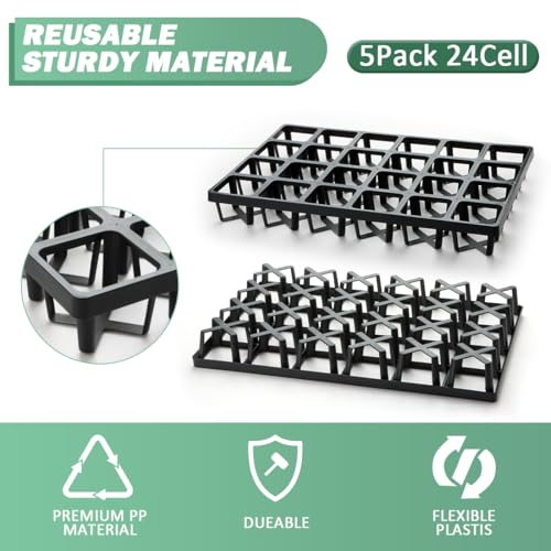 RooTrimmer Square Nursery Pot Tray with 24 Cells 5 Pack Plant Trays for Pots Flower Pot Moving Tray Plastic Planting Tray for Carrying Small Plant Pots120 Cells in Total - Image 3