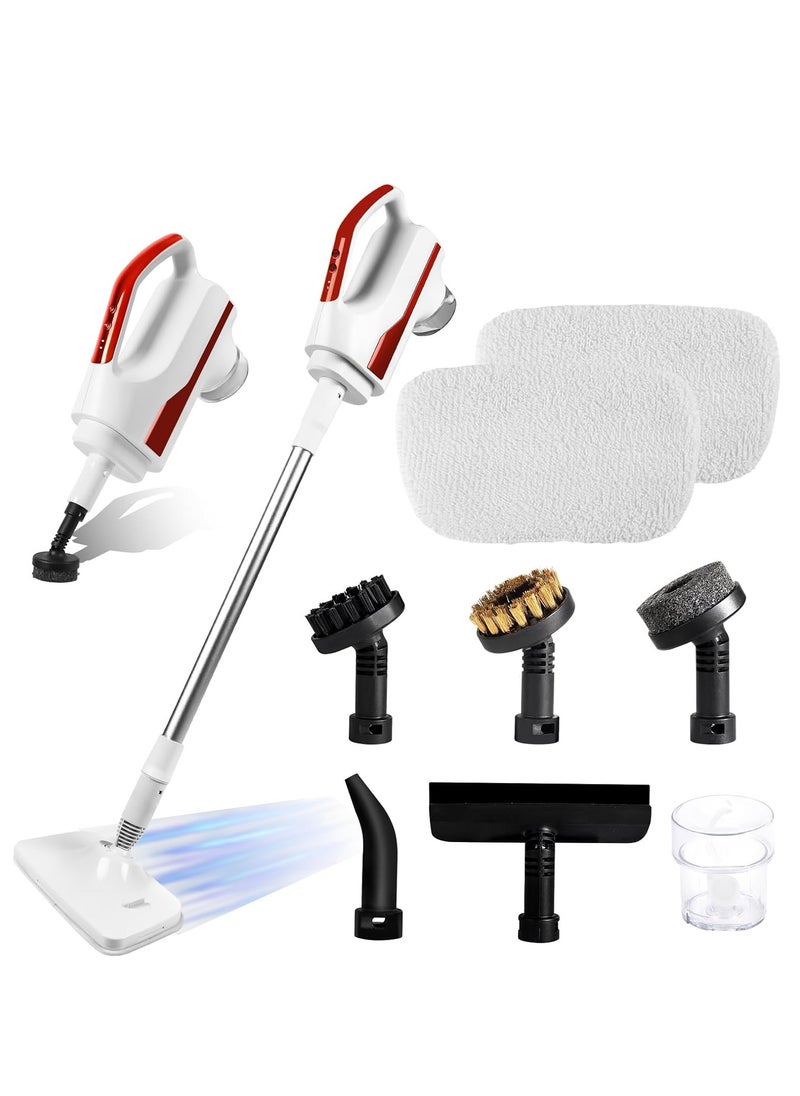 ET-LIFE 12 Piece Steam Mop Set for Floor Cleaning with Detachable Handheld Steam Engine with 6-in-1 Multi-Attachment Steam Cleaner for Hardwood Floors, Clothing, Windows, Furniture, Carpet Cleaning, Home Range Hood Cleaning White  - Image 1