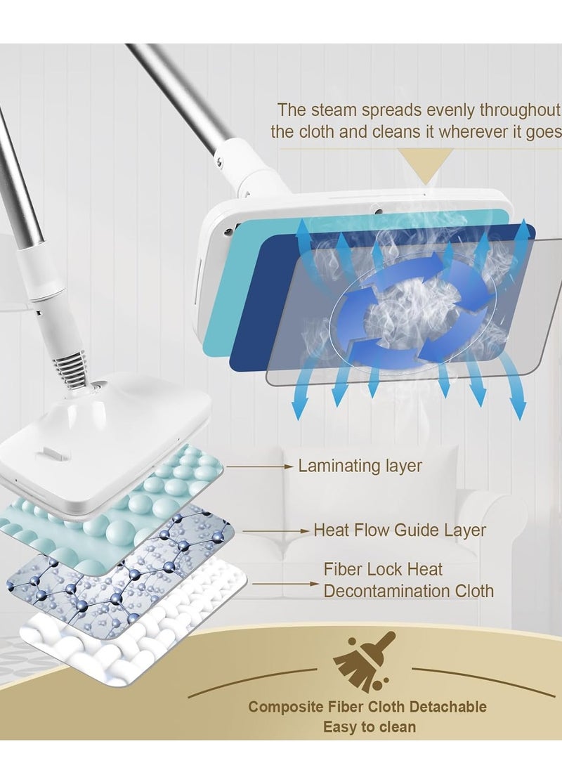 ET-LIFE 12 Piece Steam Mop Set for Floor Cleaning with Detachable Handheld Steam Engine with 6-in-1 Multi-Attachment Steam Cleaner for Hardwood Floors, Clothing, Windows, Furniture, Carpet Cleaning, Home Range Hood Cleaning White  - Image 3