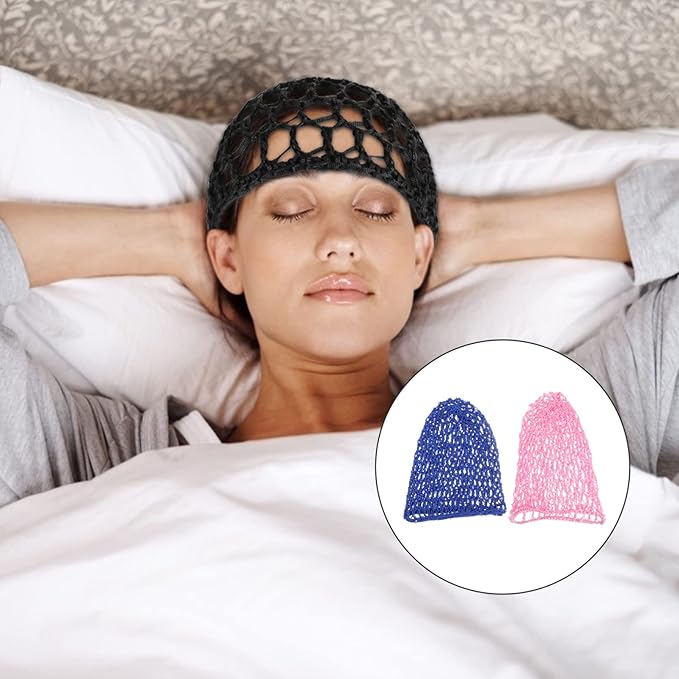 Frcolor FRCOLOR 2pcs Crochet Hair Scarf Beanie Cap Net Night Sleep Hair Nets Hairnet for Women Turban Head Wrap Snood Hair Bun Net African Net Chemo Satin Bonnet Shampoo Woman Short Hair