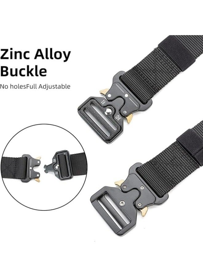 Men's Outdoor Sports Nylon Belt Multi-Functional belt Zinc Alloy Buckle Quick-Release Buckle 840D Density Adjustable Length Comfortable Wear Lightweight & Portable Easy Clean 125cm(Black) - Image 3