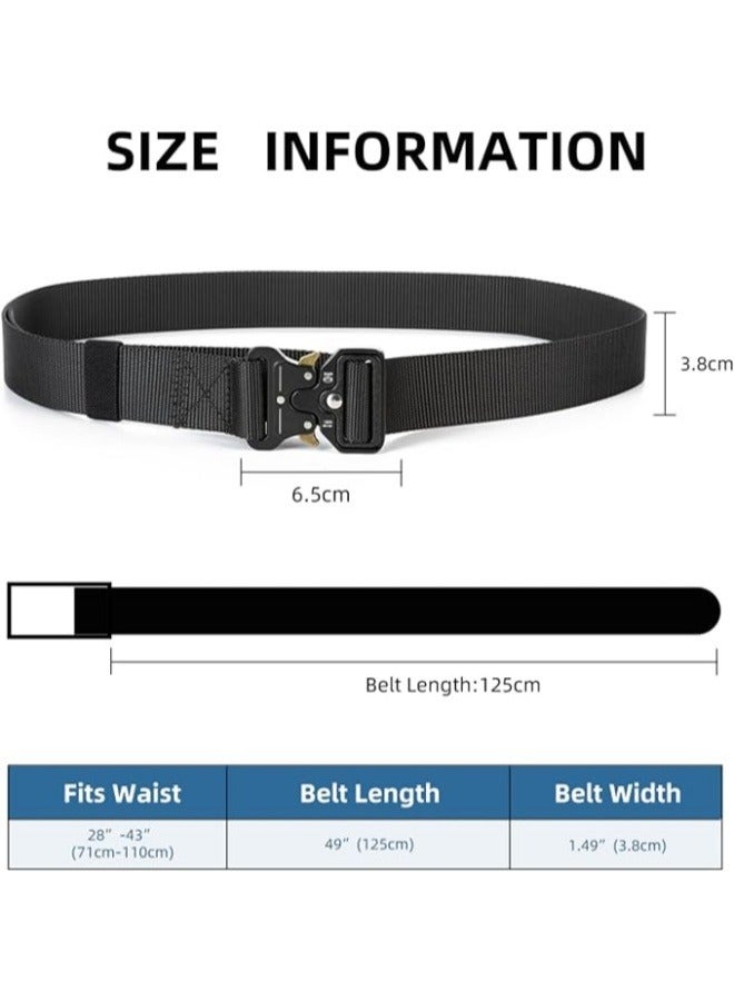 Men's Outdoor Sports Nylon Belt Multi-Functional belt Zinc Alloy Buckle Quick-Release Buckle 840D Density Adjustable Length Comfortable Wear Lightweight & Portable Easy Clean 125cm(Black) - Image 2
