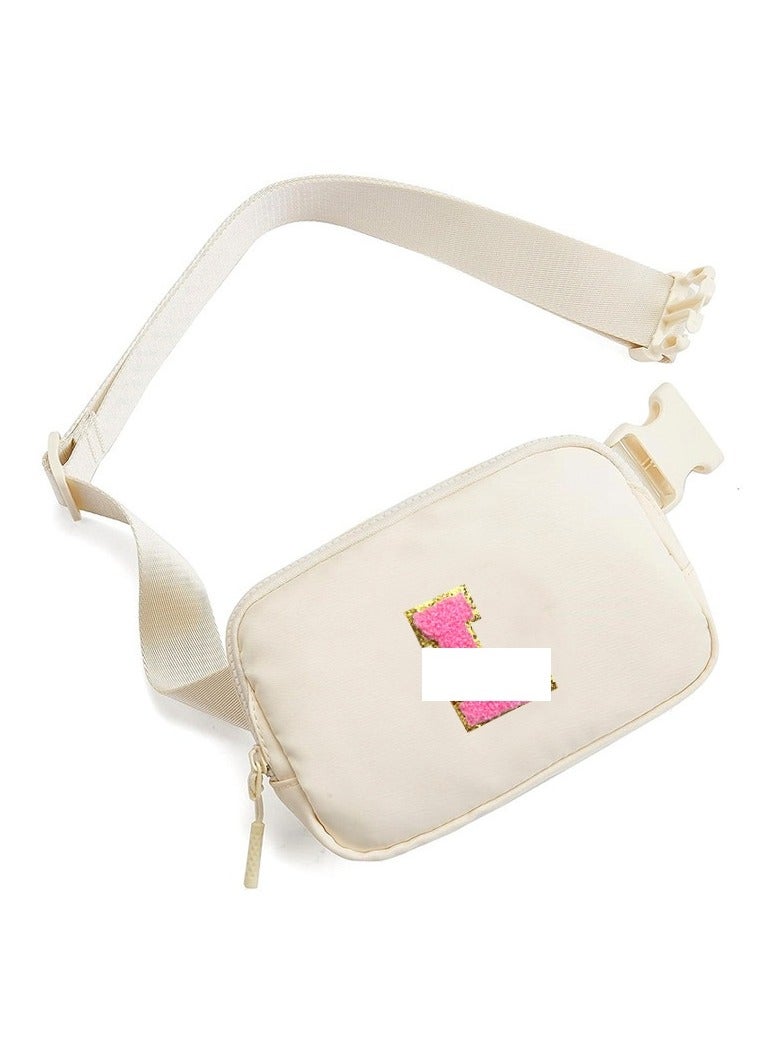 KUYING Beige Waist Bag With Large  Letter  Design