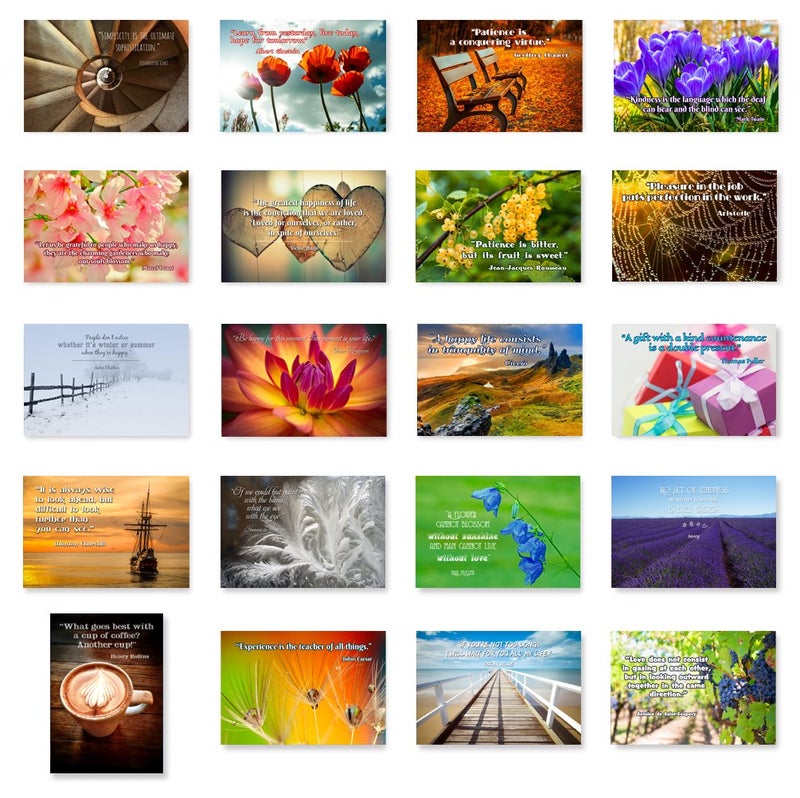 Postcard Fair QUOTES postcard set of 20. Post card variety pack with famous quote postcards. Made in USA. - Image 1