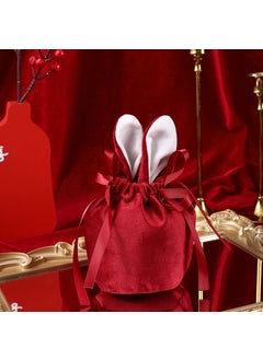 Generic New Wedding Velvet Candy Bag Gift Box Wine red rabbit ears 