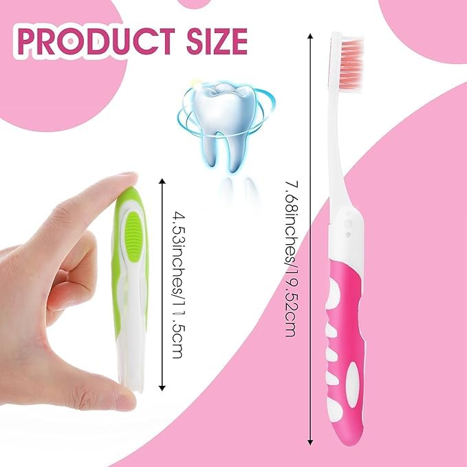 Hidak Foldable Travel Toothbrush with Case-Compact, Lightweight, Portable Design for Travel,Camping,Office-Soft Bristles,Hygienic Cover-Adults & Kids (Pack of 2) - Image 2
